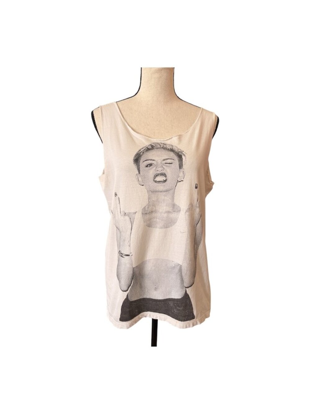 Y2K Wolf Play Graphic Tank Miley Cyrus Max Azria Collab Raw Neckline Size Medium